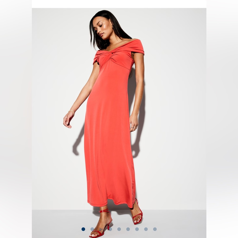 Old Navy Bright Coral Off the Shoulder Cocktail Dress - Picture 2 of 10